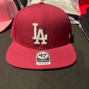 47 Burgundy Snapback LA Dodgers Hat